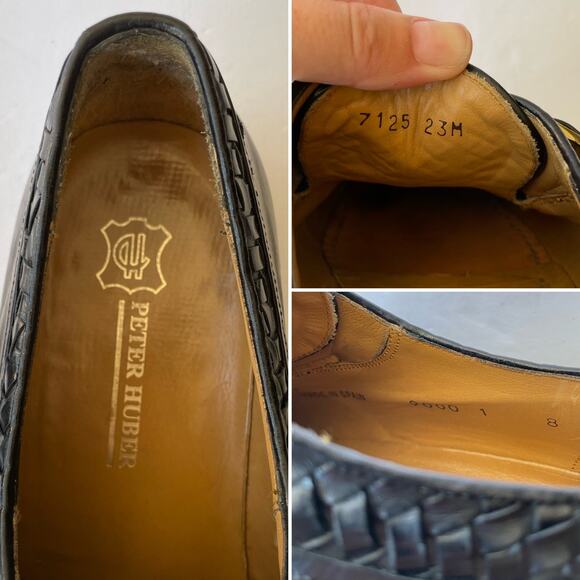 Peter Huber Black Leather Woven Leather Oxford Buckle 8 Monk Strap main image 10